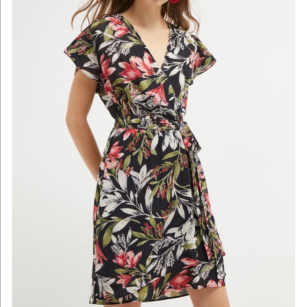 French Connection Floreta shadow floral wrap dress